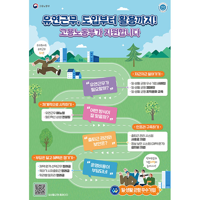 유연근무, 도입부터 활용까지! 고용노동부가 지원합니다