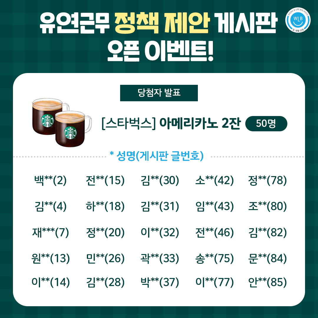 [EVENT 당첨자발표] 유연근무 정책에 관한 새로운 제안을 해주세요!